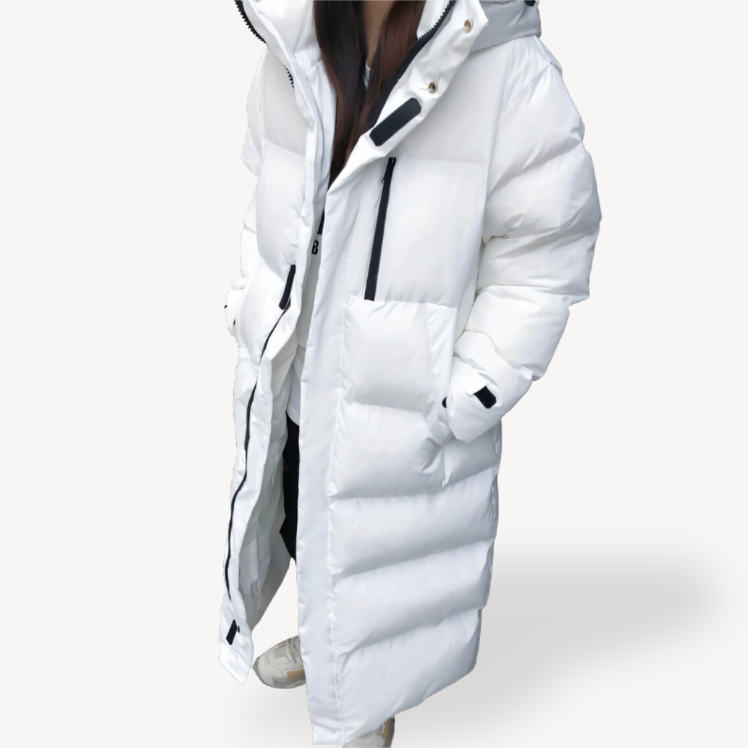 Womens Long Down Puffer Coat Hooded Warm Fit