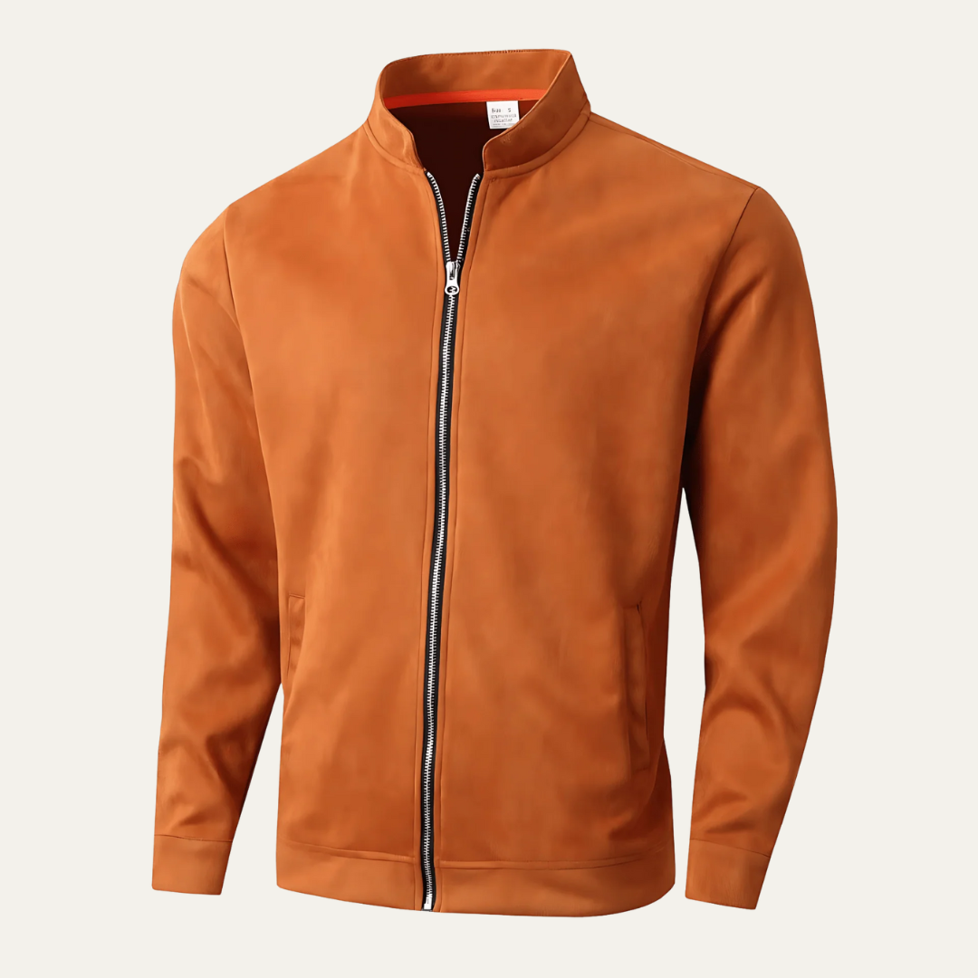 Mens Bomber Jacket Stand Collar Minimalist Style