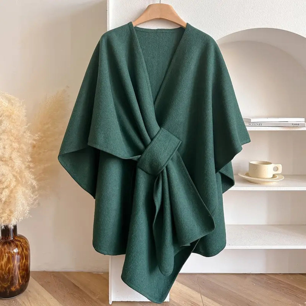 Womens Windproof Scarf Coat with Elegant Draped Fit