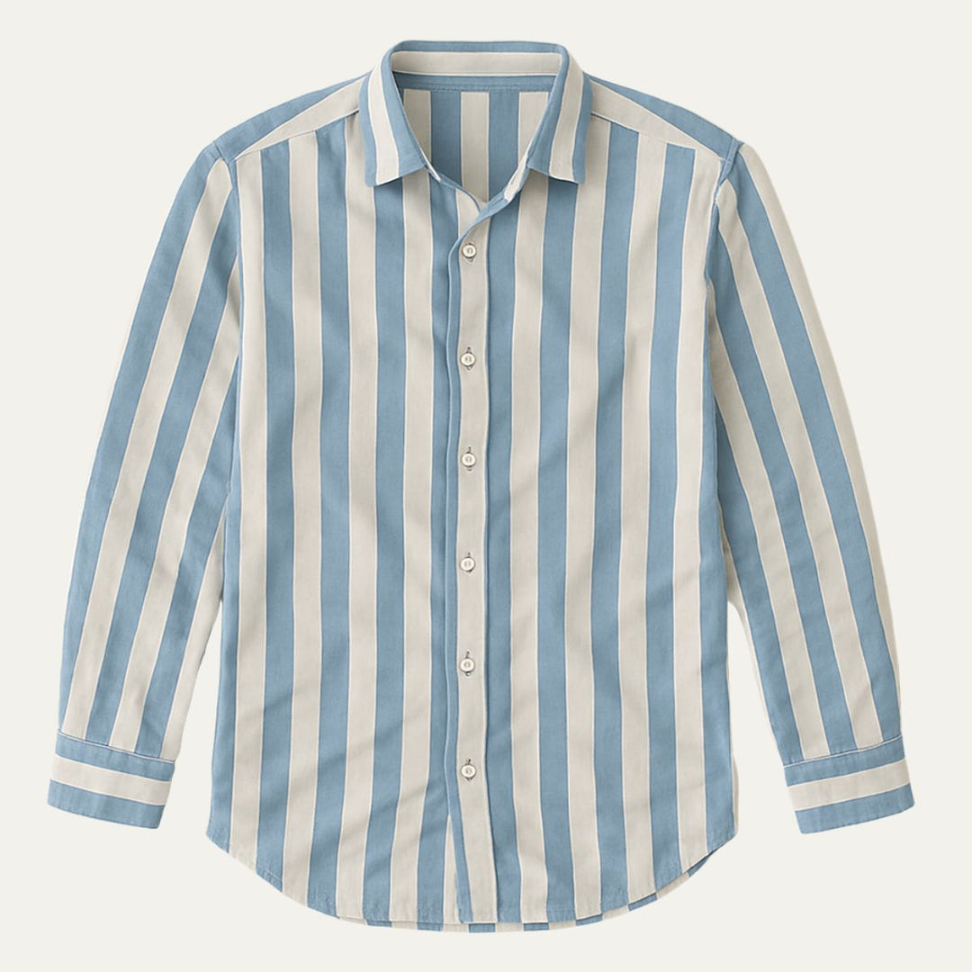 Mens Linen Shirt Striped Regular Fit - BritishMode