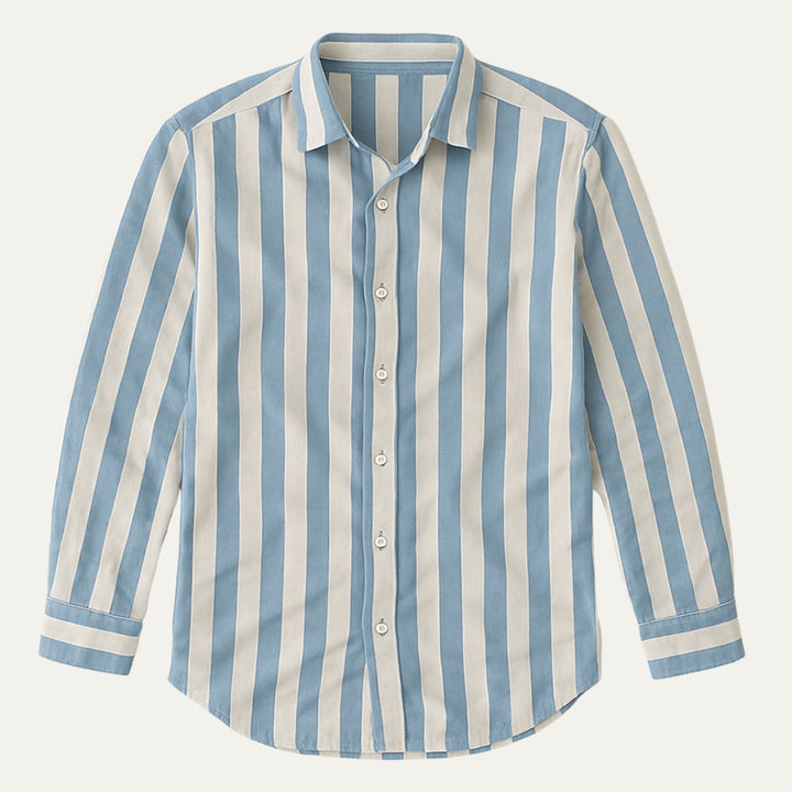 Mens Linen Shirt Striped Regular Fit - BritishMode