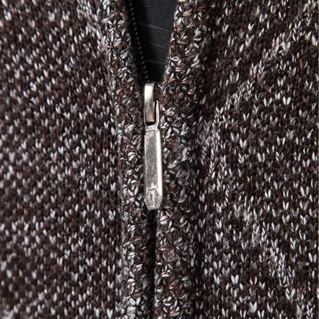 Mens Knit Fleece Zip Cardigan Diamond Pattern