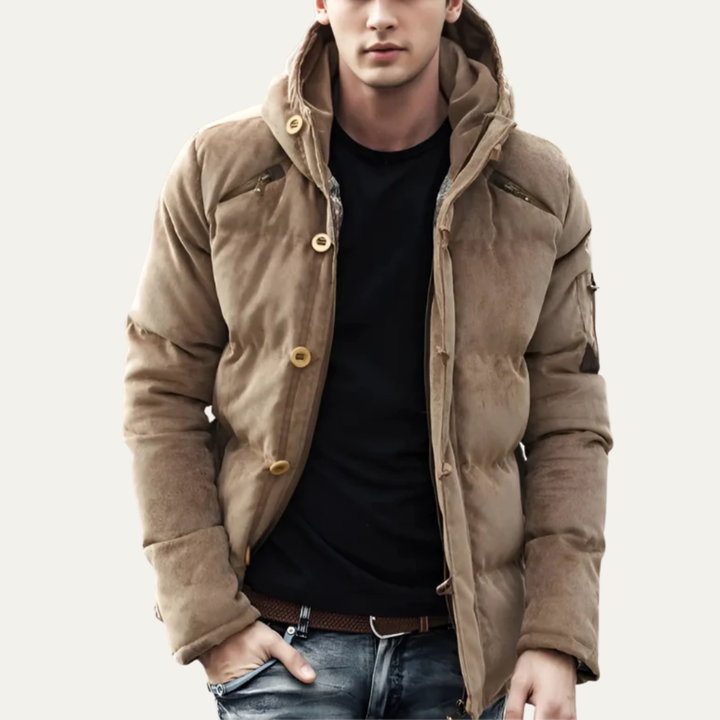 Mens Insulated Puffer Jacket Hooded Multi Pocket
