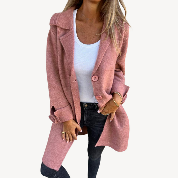 Womens Longline Wool Blend Coat Button Front