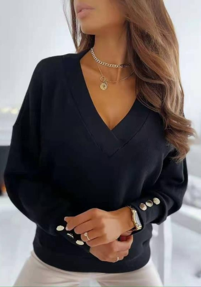 Womens V-Neck Knit Sweater Classic Fit