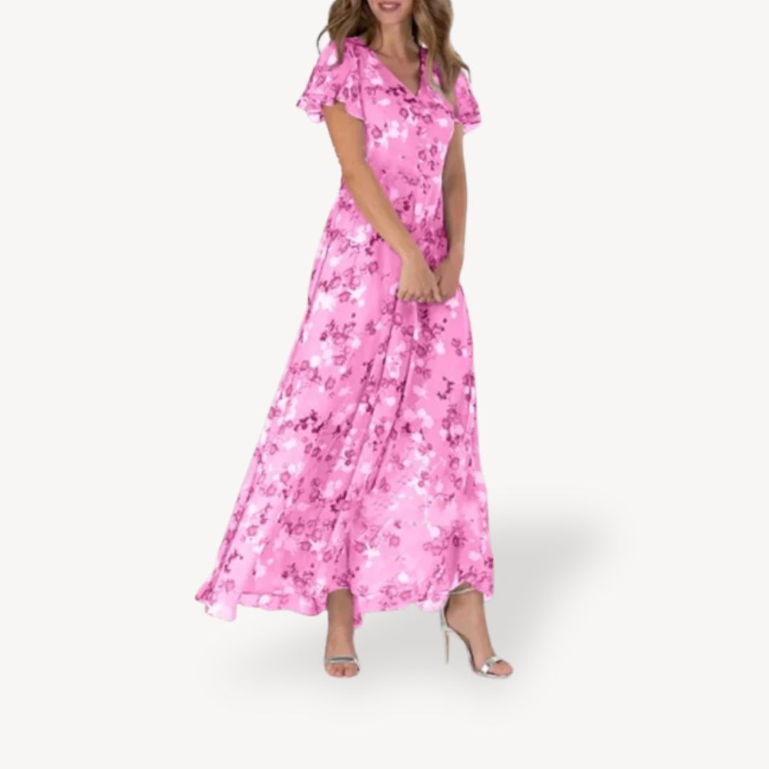 Womens Maxi Dress Polyester V-Neck