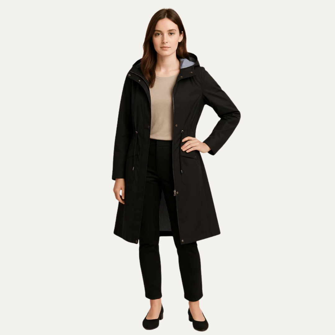 Womens Hooded Anorak Jacket with Drawstring Waist