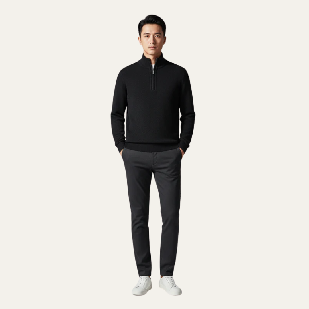 Mens Knit Sweater Tailored Fit Zip-Up