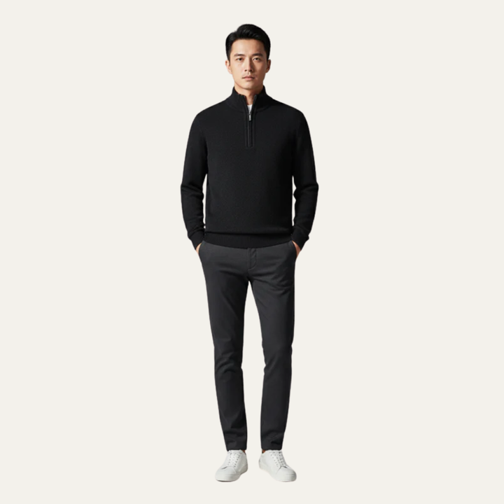 Mens Knit Sweater Tailored Fit Zip-Up