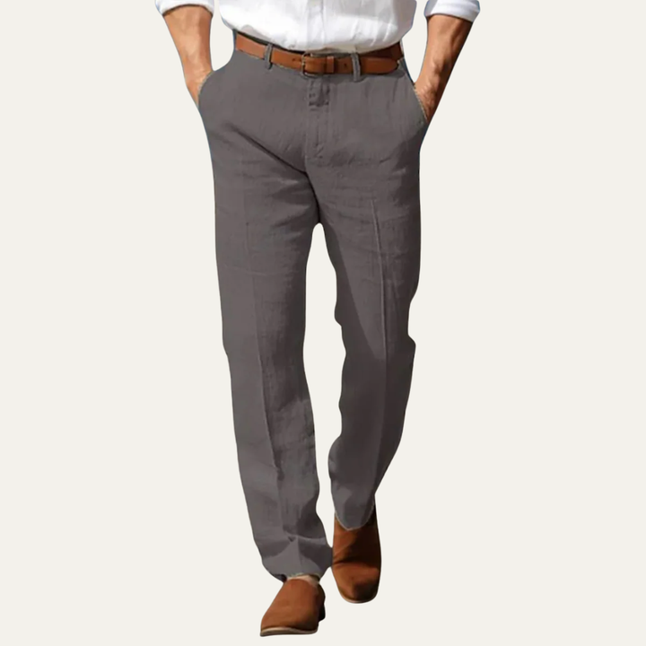 Mens Linen Blend Trousers Relaxed Fit
