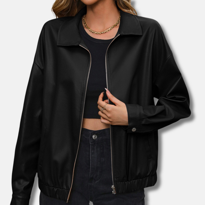 Womens Bomber Jacket Cropped Relaxed Fit