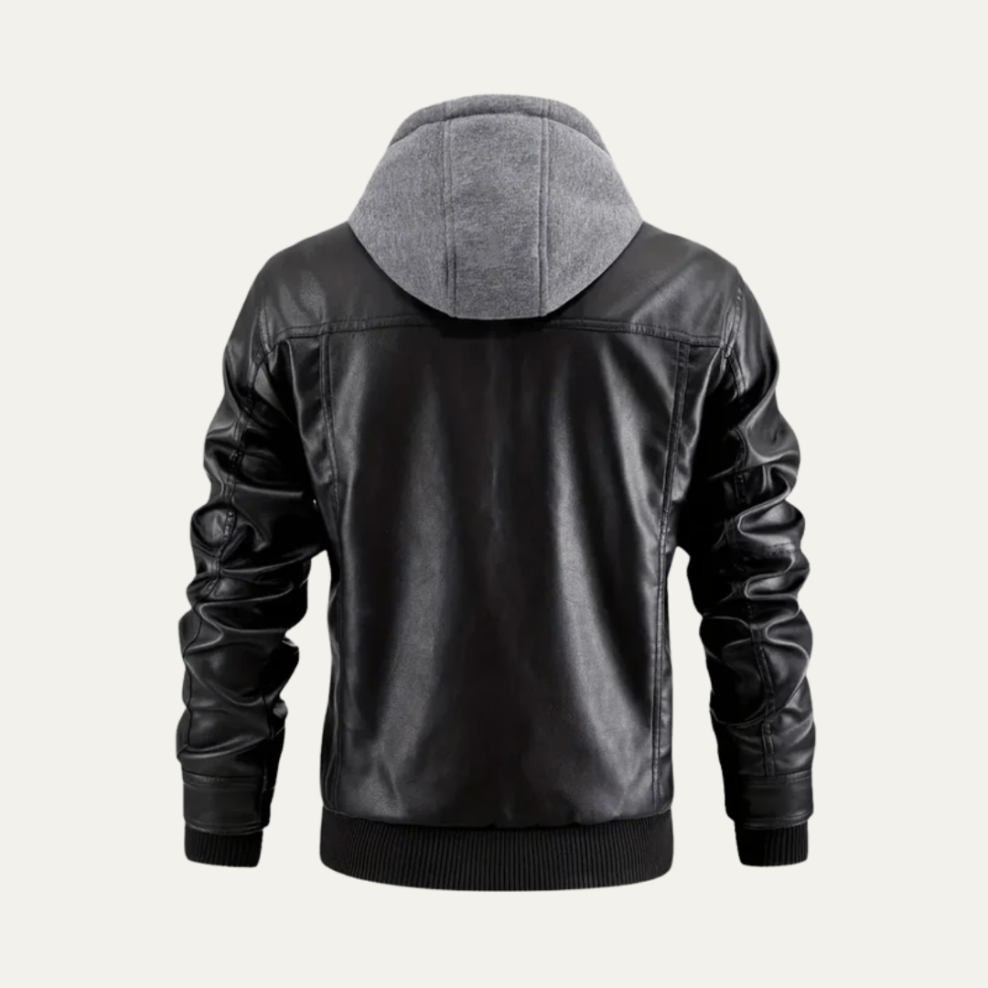 Mens Motorcycle Jacket Faux Leather Hybrid Fit