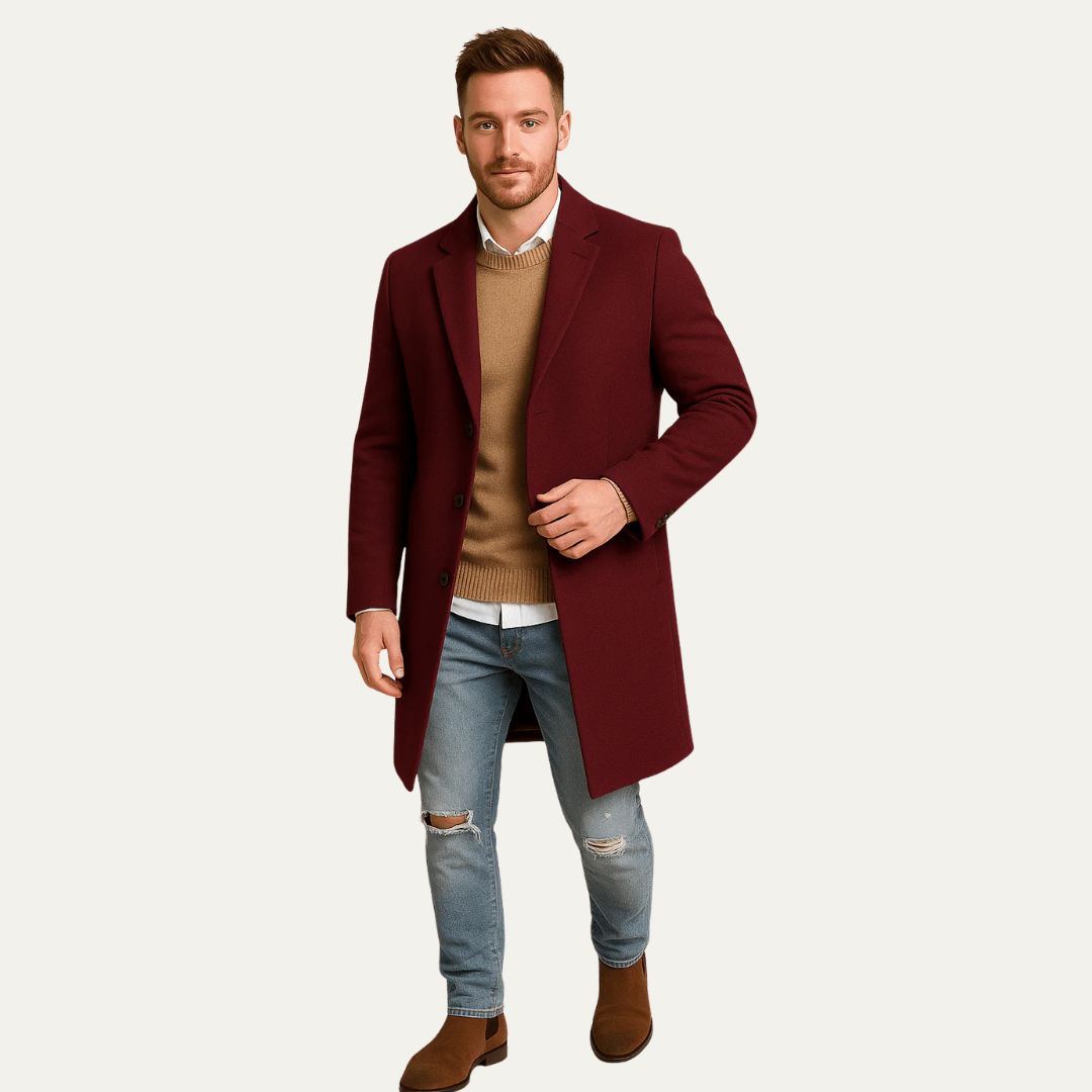 Mens Tailored Topcoat Mid-Thigh Length