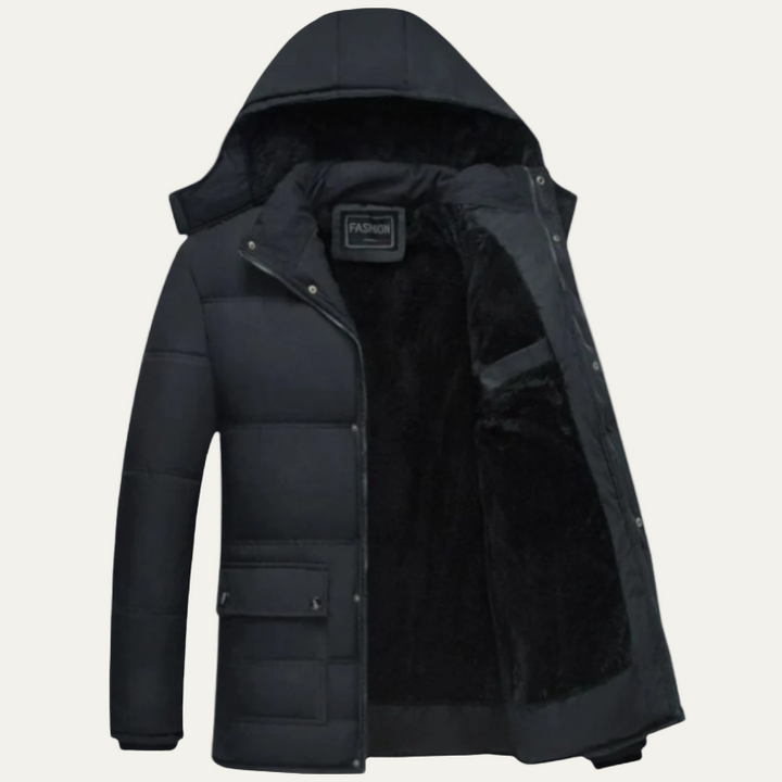 Mens Puffer Jacket with Padding Structured Fit Detachable Hood