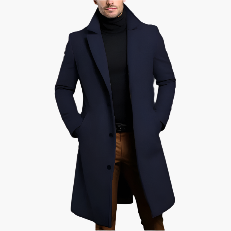 Mens Formal Long Topcoat Single Breasted