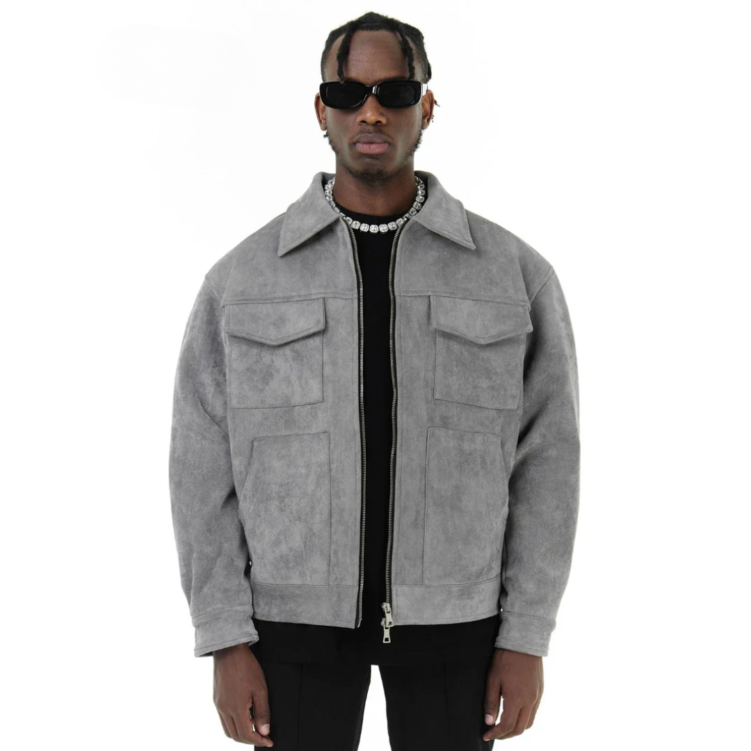 Mens Suede Cargo Coat Urban Style - BritishMode