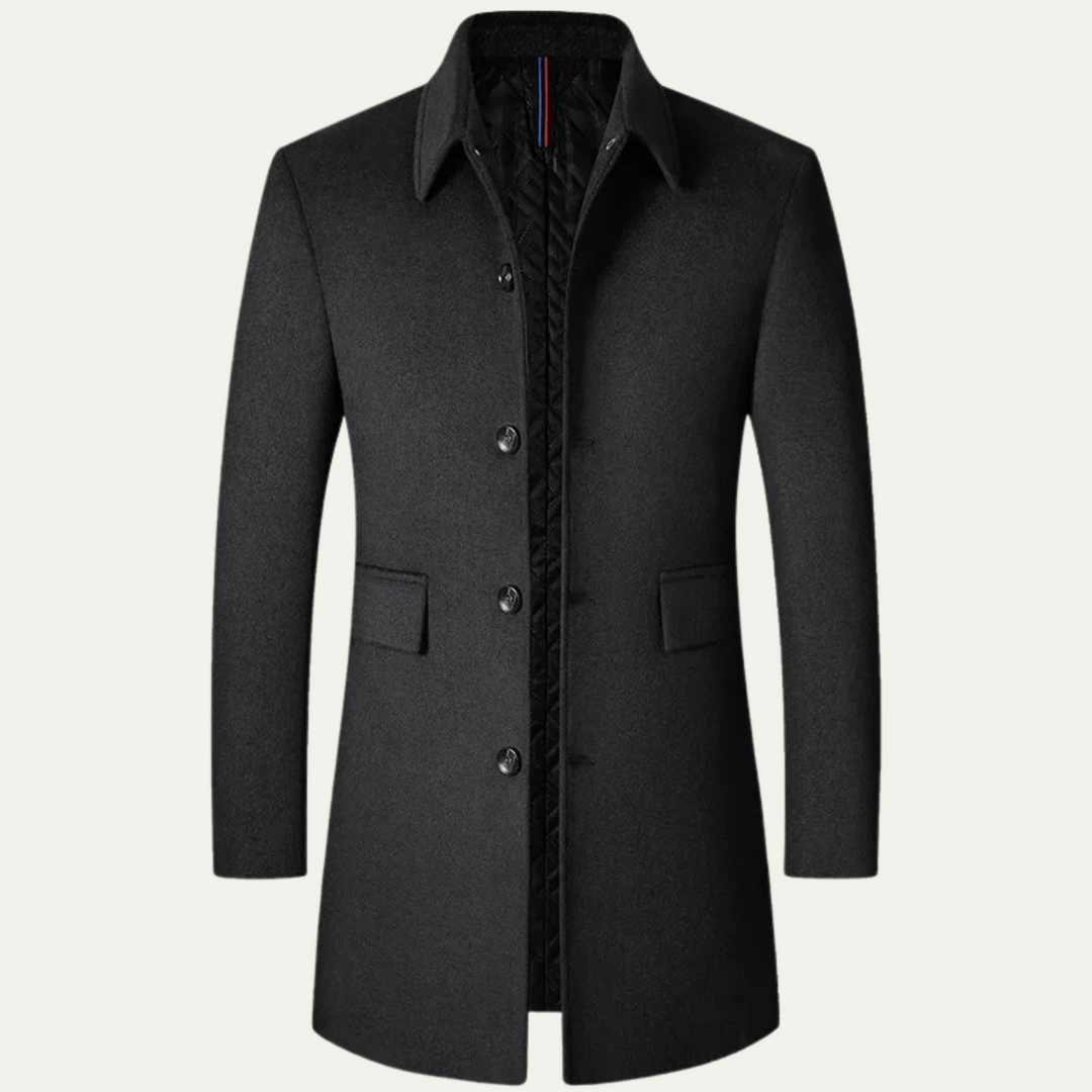 Mens Wool Blend Long Coat Warm Elegant Fit