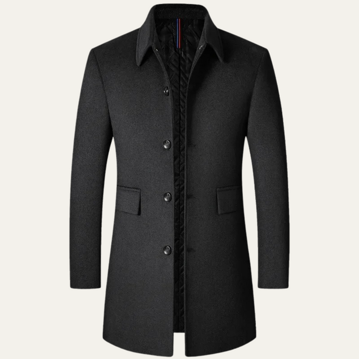 Mens Wool Blend Long Coat Warm Elegant Fit
