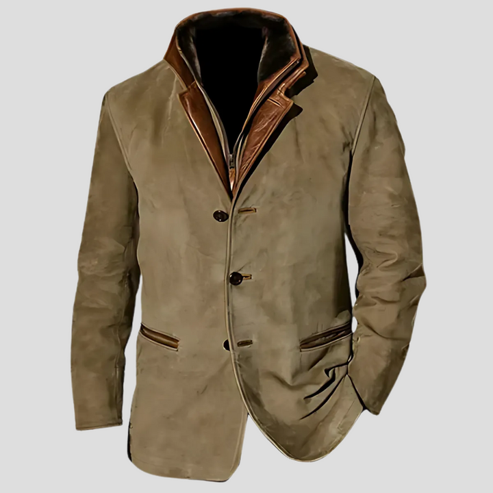 Mens Jacket with Contrast Collar Retro Style