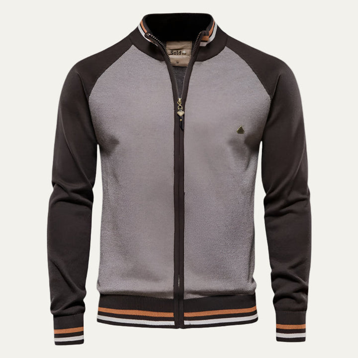 Mens Full Zip Jacket Raglan Sleeve Color Block