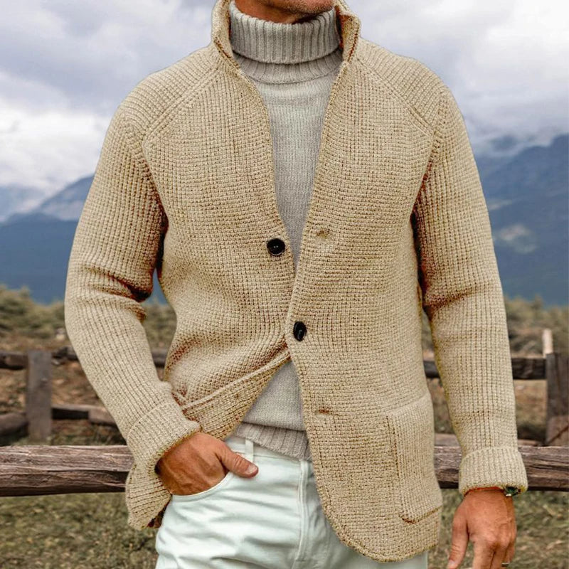 Unisex Knitted Jacket Classic Crew Neck