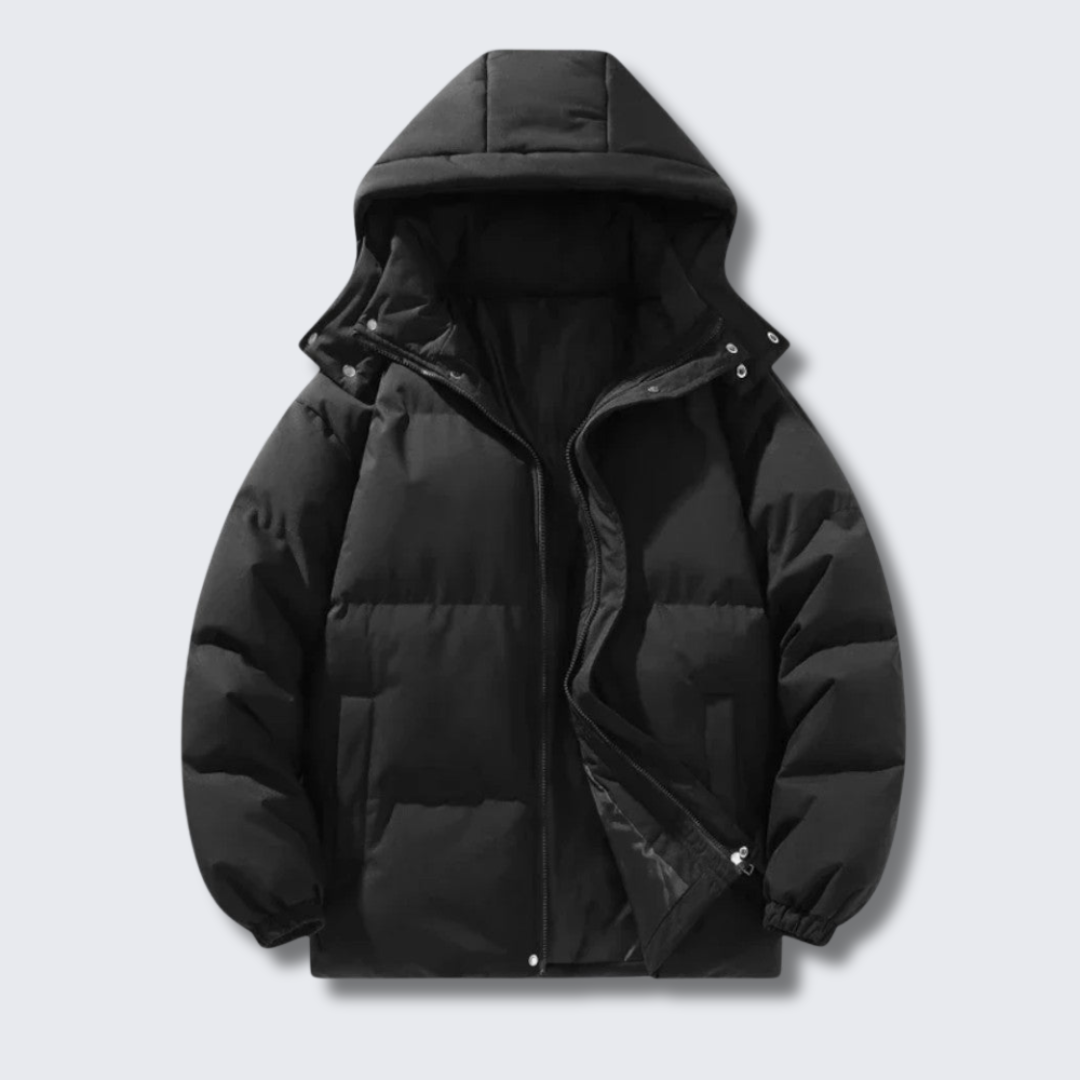Mens Down Jacket Water-Repellent Hooded Puffer Parka - BritishMode