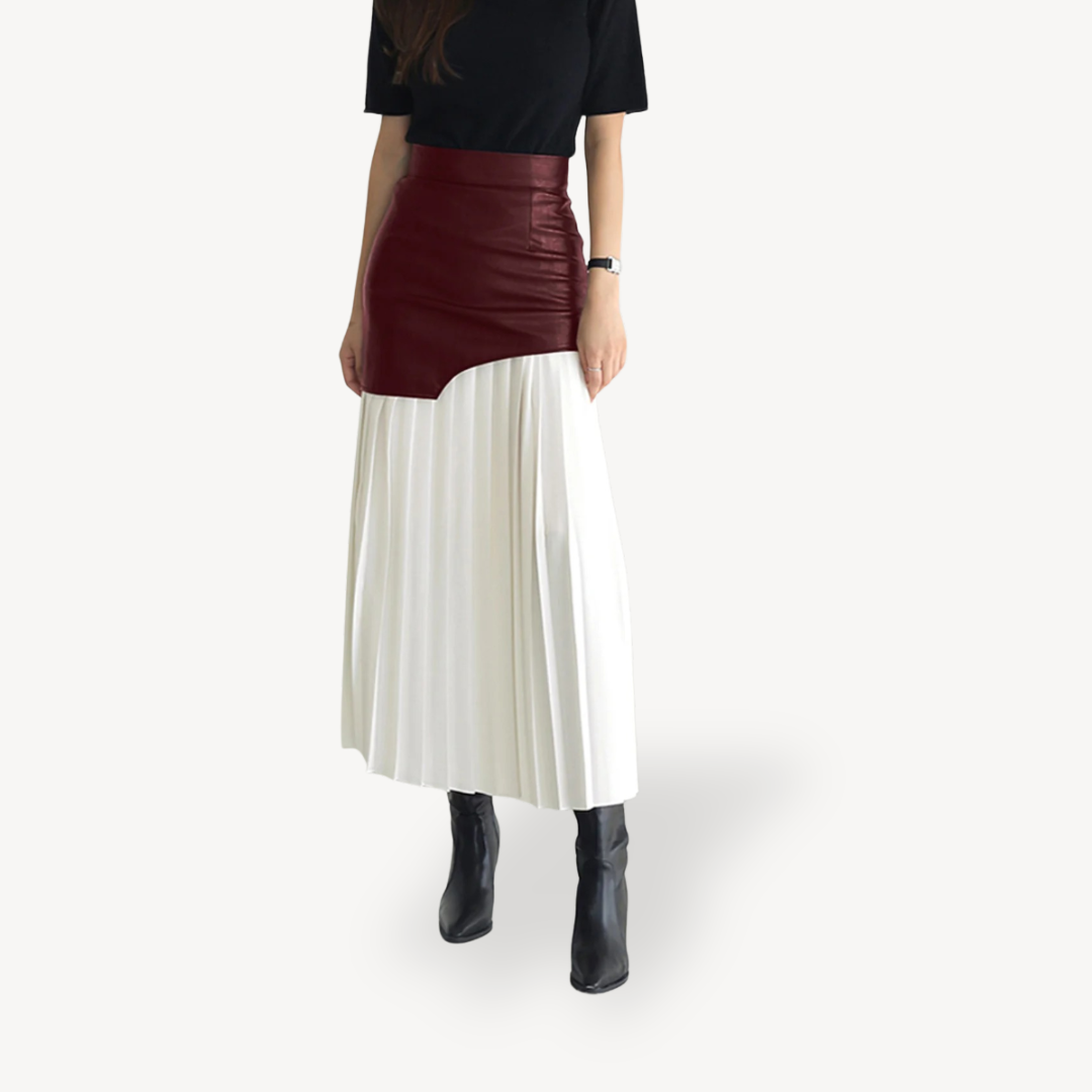 Womens Pleated Midi Skirt Lightweight Flowing Fit