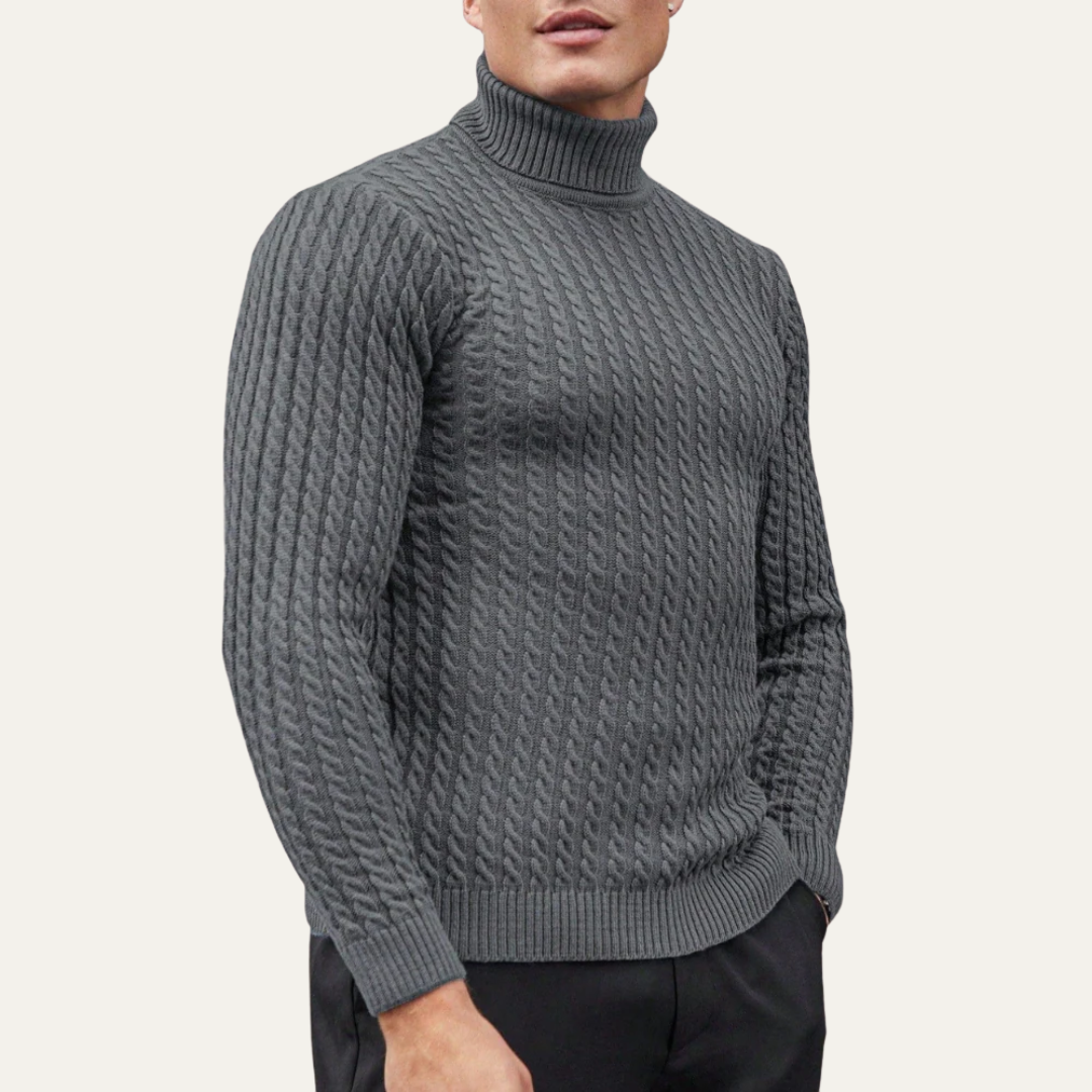 Mens Turtleneck Sweater Vertical Knit Pattern