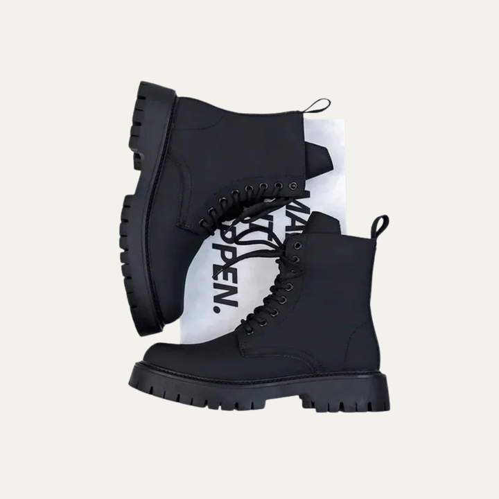 Mens Combat Ankle Boots High Shine Cap Toe