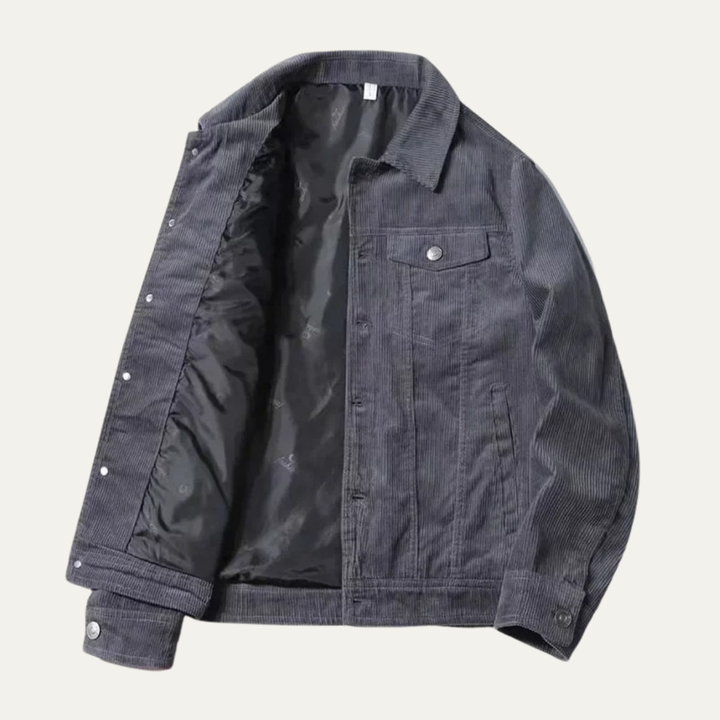 Mens Corduroy Trucker Jacket Classic Fit Chest Pockets