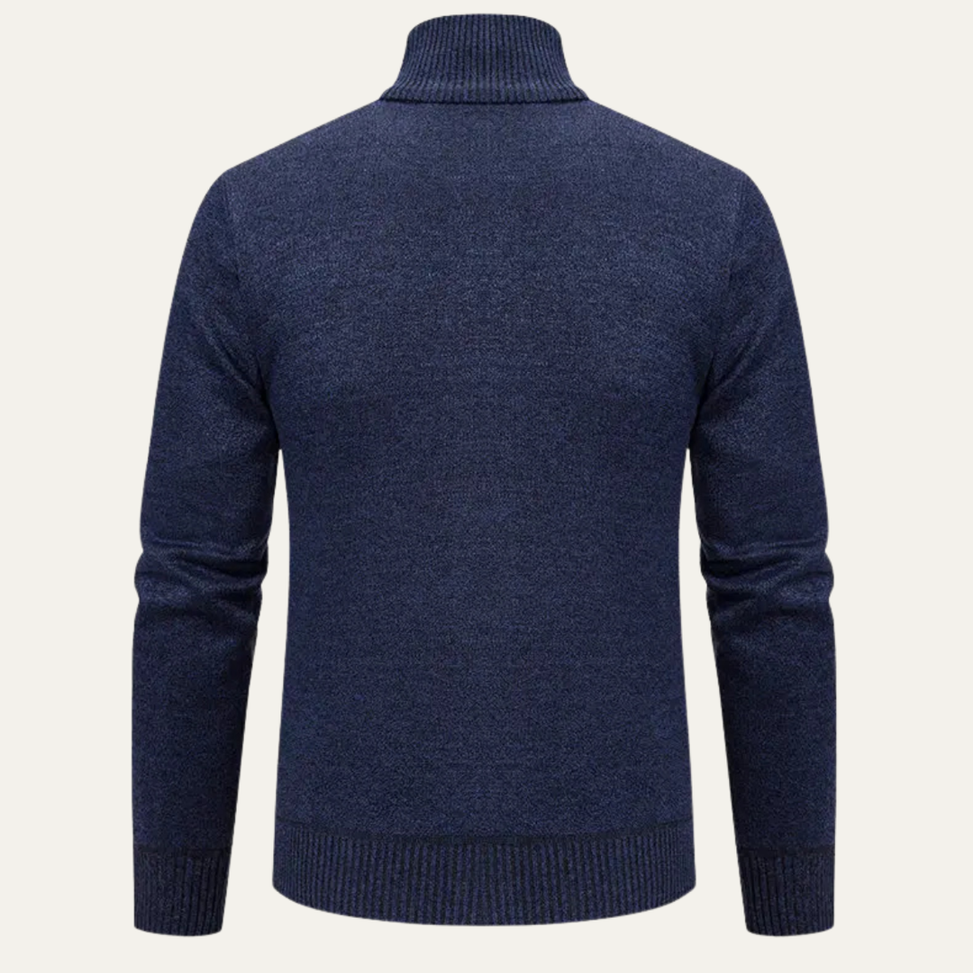 Mens Knit Cardigan High Neck Zip-Up Winter Style