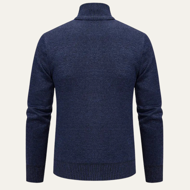 Mens Knit Cardigan High Neck Zip-Up Winter Style