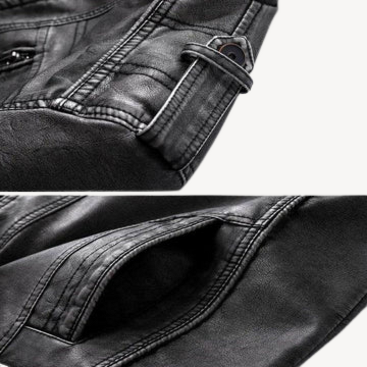 Mens Biker Jacket Faux Leather Casual Zip Front