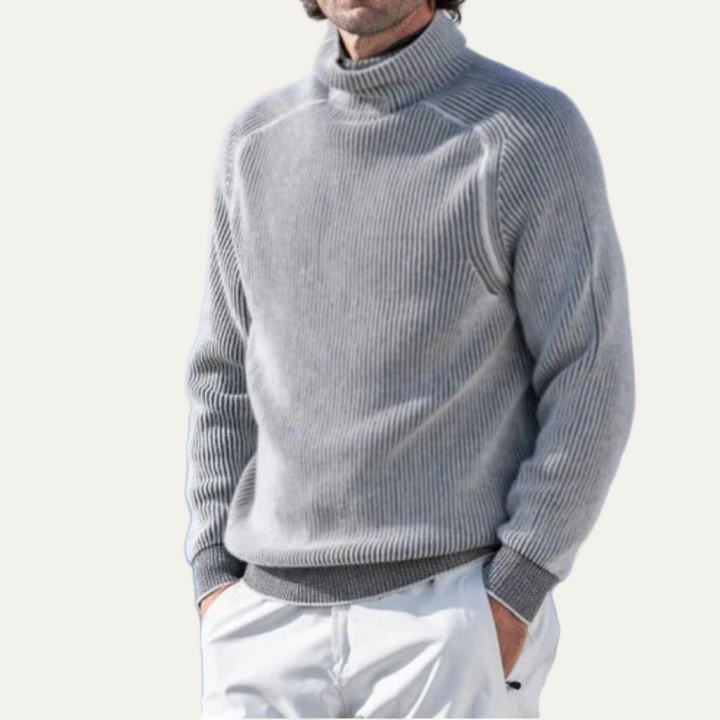 Mens Rib Knit Turtleneck Sweater Heavy Fit