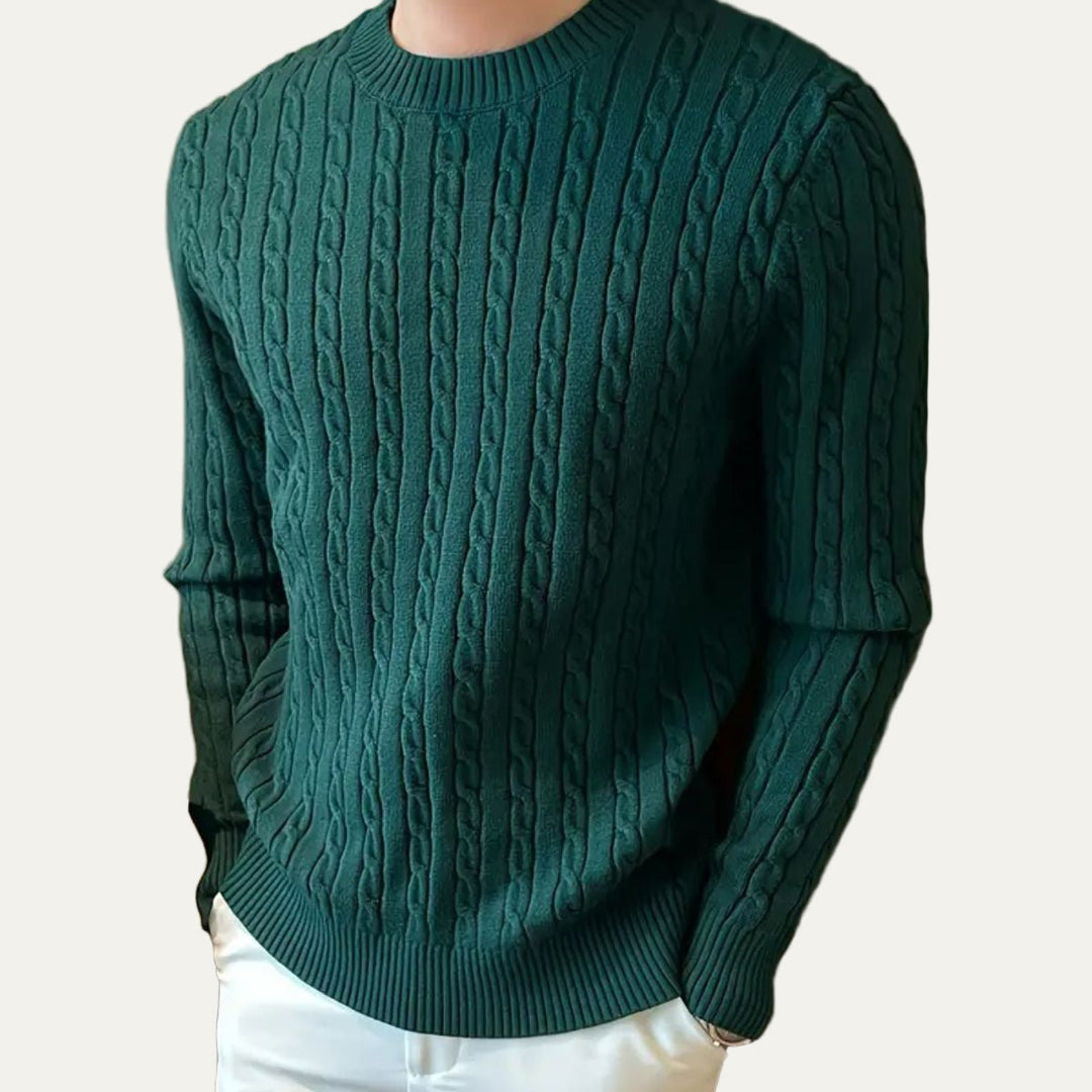 Mens Sweater Cable Knit Classic Fit