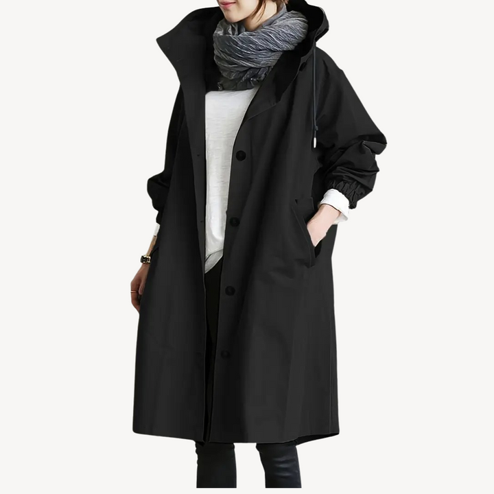 Womens Long Coat with Hood Relaxed Fit