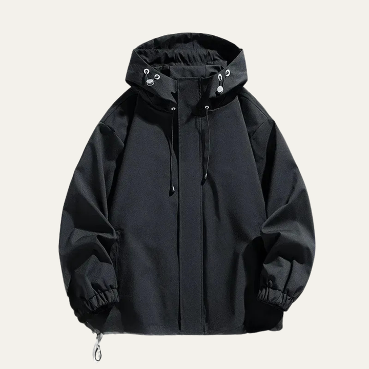 Mens Hooded Shell Jacket Water Resistant Minimalist Fit