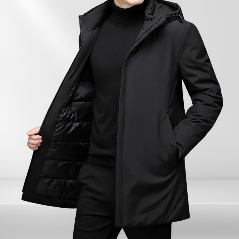 Mens Hoodie Jacket with Duck Down Filling Classic Fit
