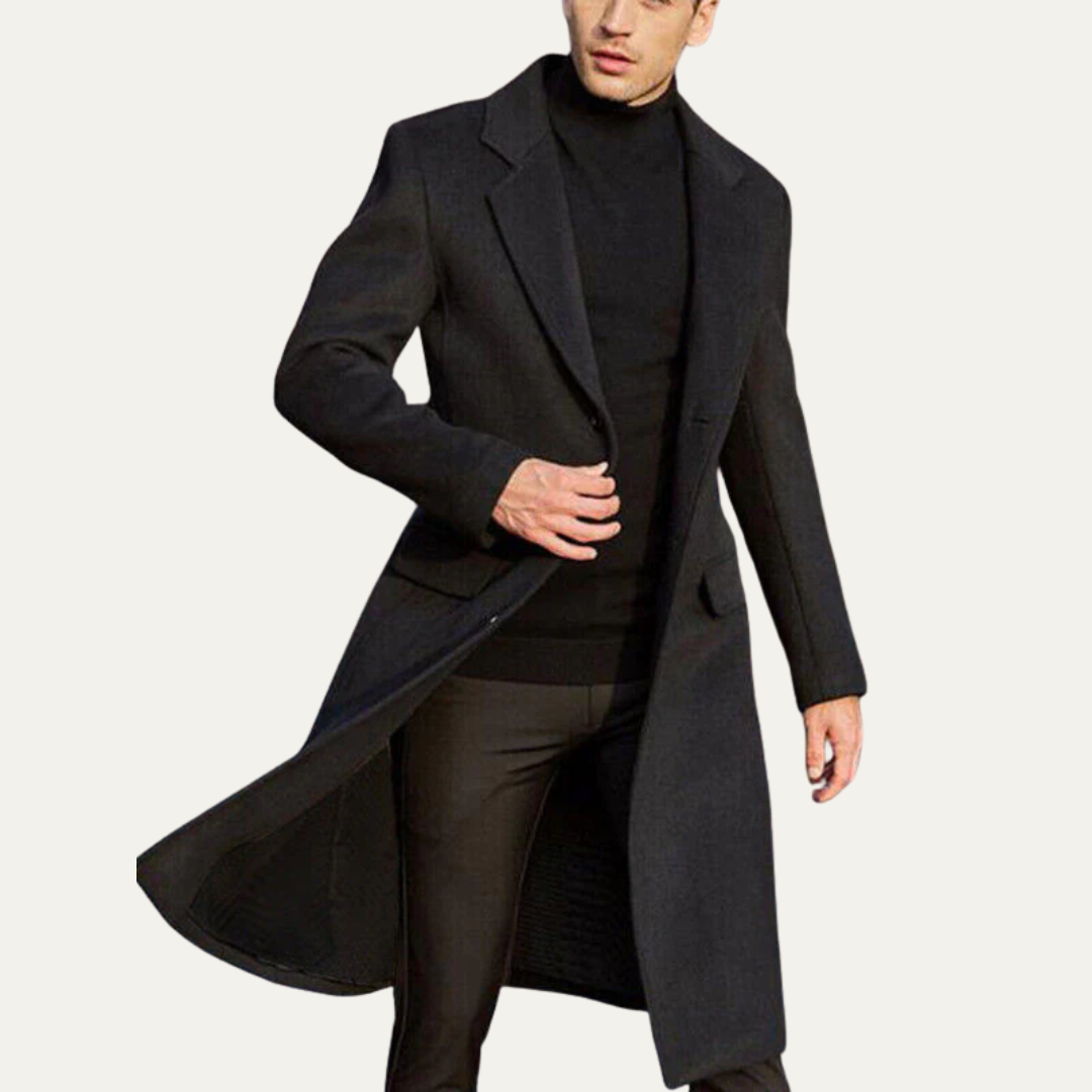 Mens Formal Overcoat Wool Tailored Single Breasted - BritishMode