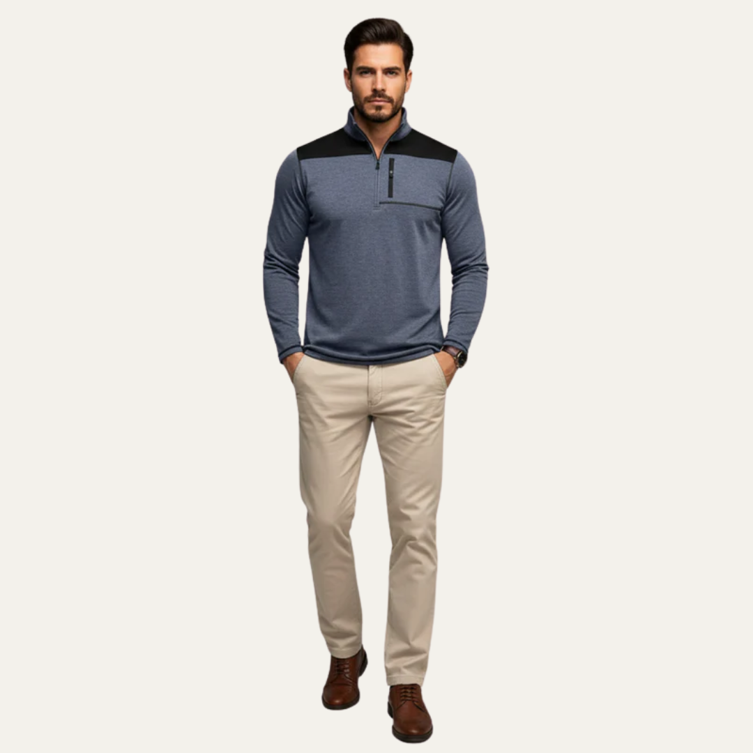 Mens Technical Pullover Quarter Zip Chest Pocket