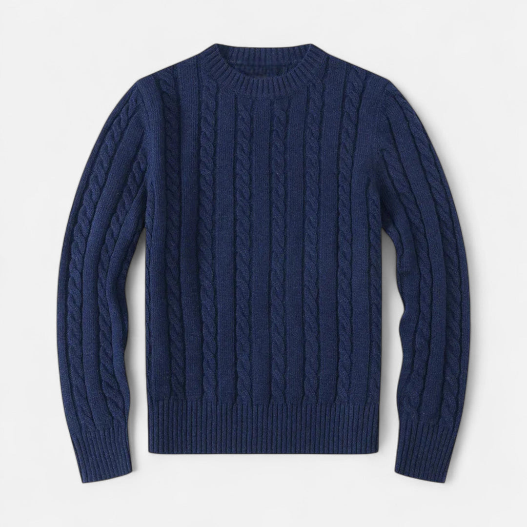 Mens Cotton Knit Sweater with Round Neck Classic Fit