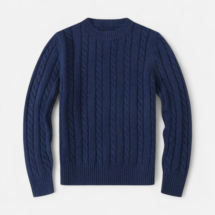 Mens Cotton Knit Sweater with Round Neck Classic Fit