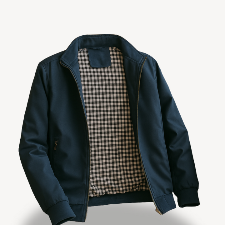 Mens Bomber Jacket Zip-Up Check Lining