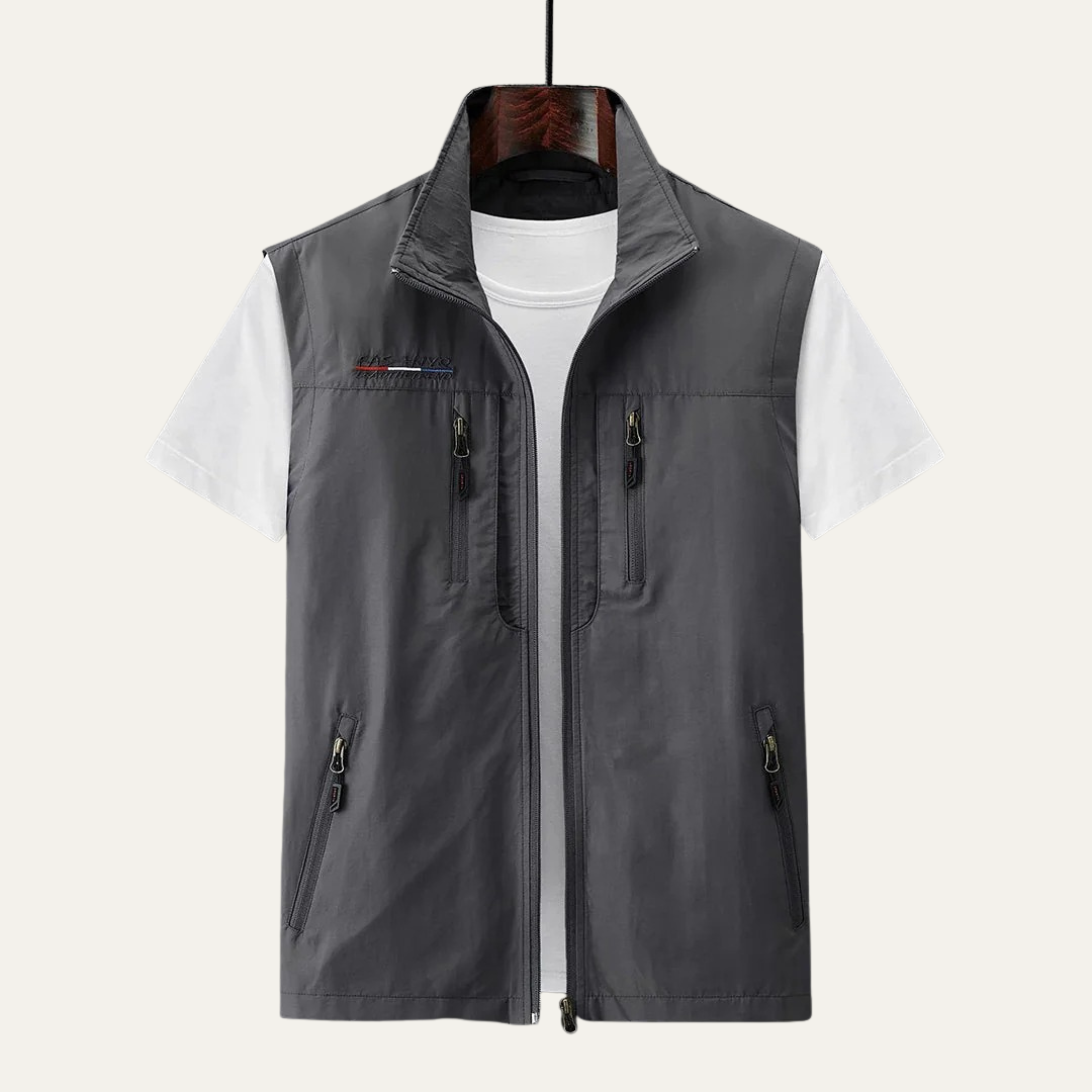 Mens Utility Vest Lightweight Zip Front