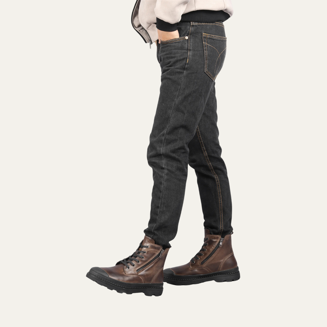 Mens Leather Ankle Boots Fur Lined Warm Winter