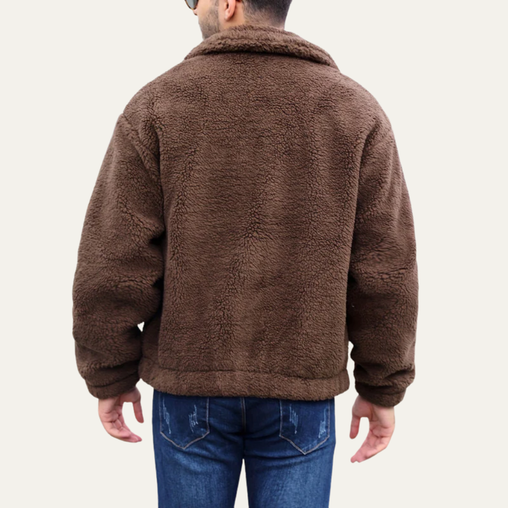 Mens Casual Jacket Fleece Sheepskin Look