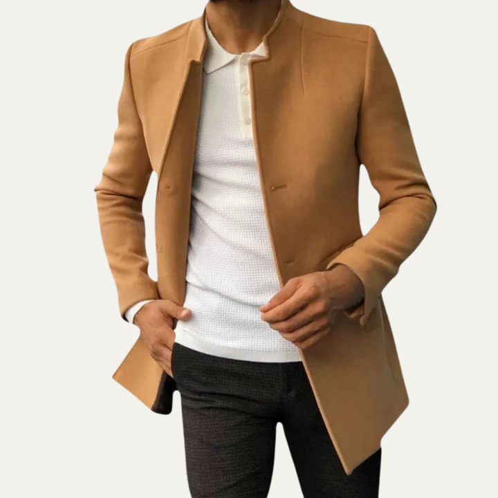 Mens Car Coat Stand Collar Minimalist Style