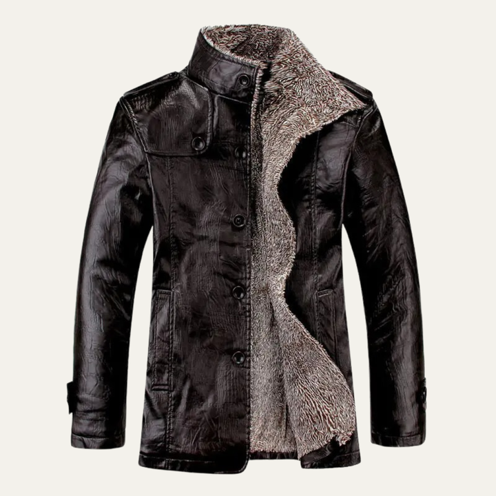 Mens Leather Jacket with Fleece Lining Winter Style