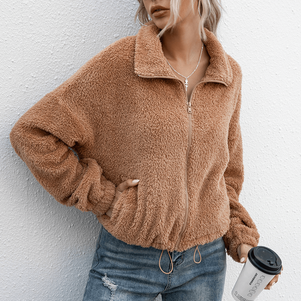 Unisex Casual Jacket with Zip-Up Warm Fleece