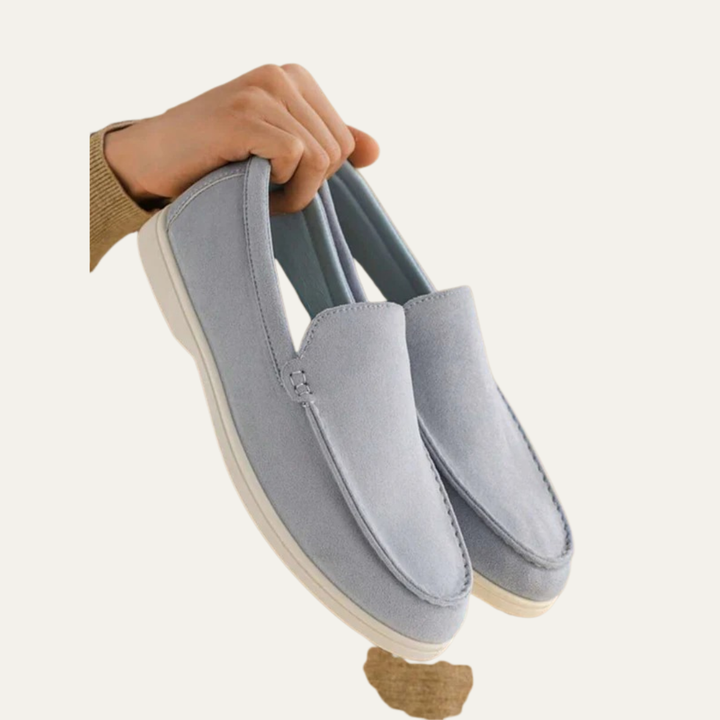 Mens Suede Slip-On Loafers Minimalist Apron Toe